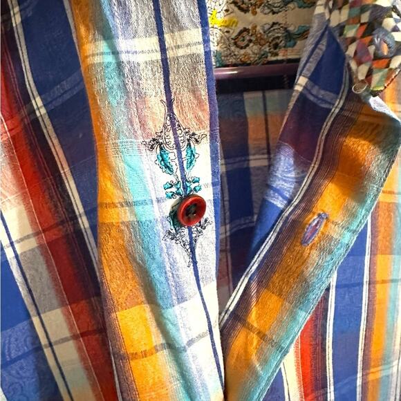 Robert Graham Alaska woven check print Casual Button Down Shirt XXL - Picture 12 of 15